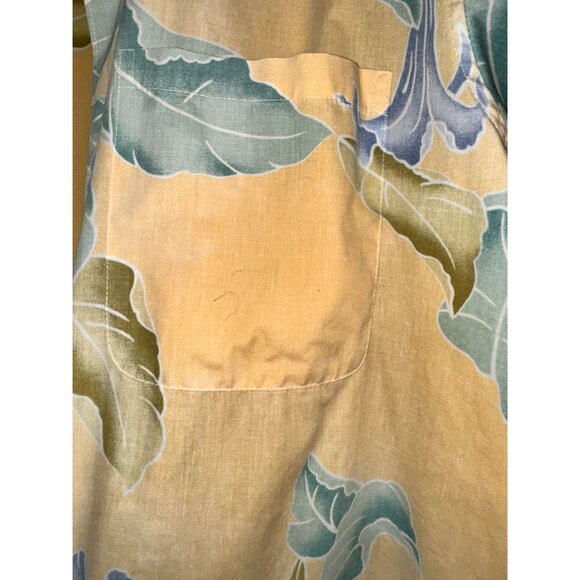 Reyn Spooner Hawaiian Shirt Large Yellow Floral 100% Cotton Short Sleeve Button- - Picture 3 of 4